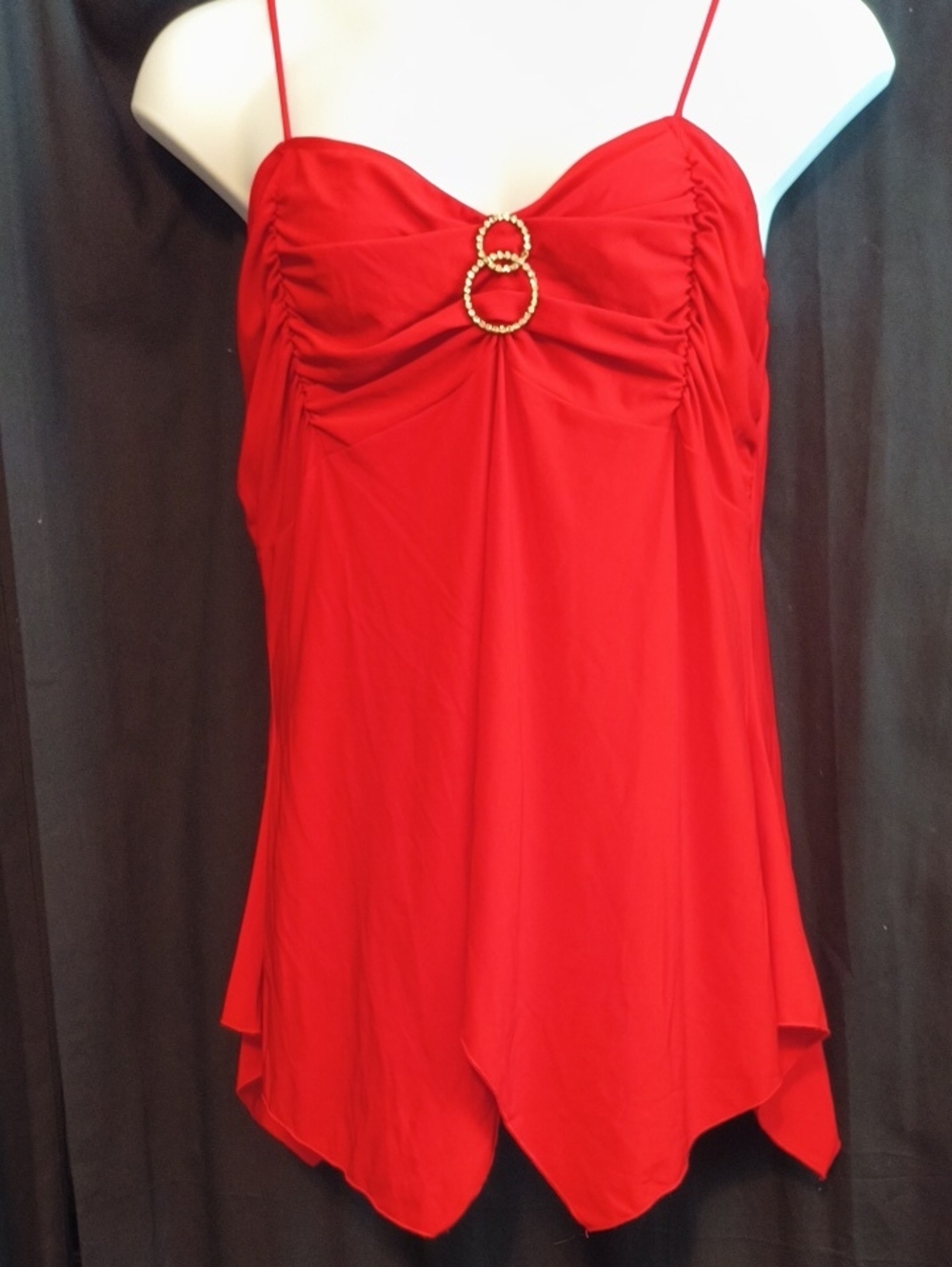 MKM Designs Red Spaghetti Strap Top with Silver Accent Rings #0057